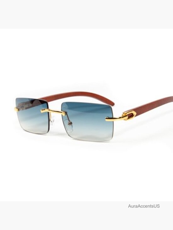 Vintage Rimless Rectangular Sunglasses Retro UV400 Polarized Unisex Square main image 6